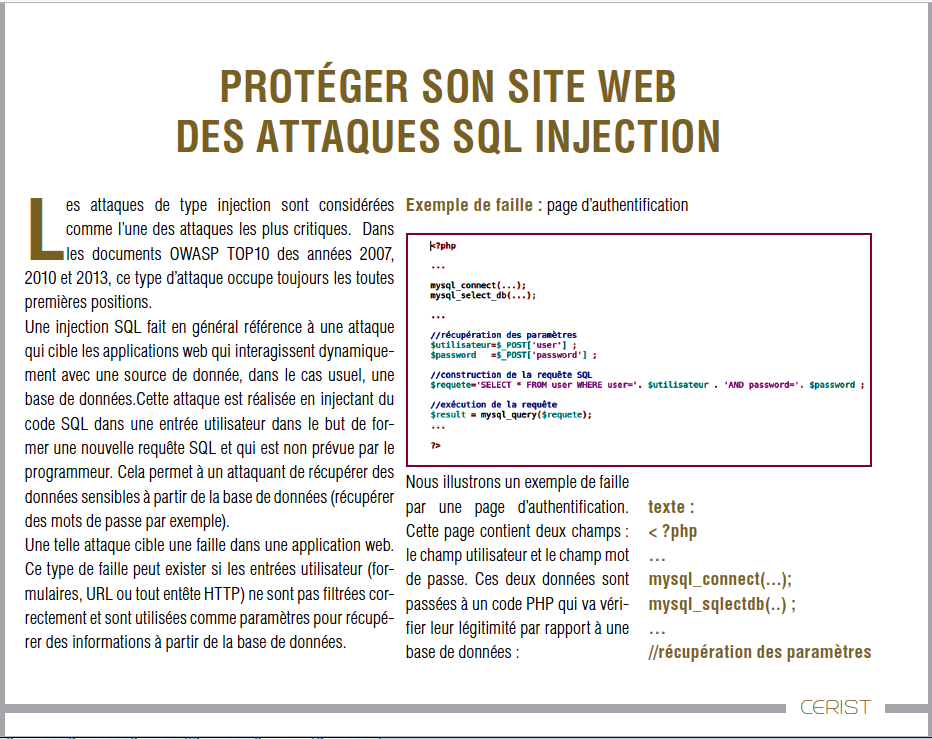 Protéger son site web des attaques Sql-Injection